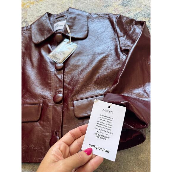 Self-Portrait Burgundy Leather Jacket - Picture 11 of 13